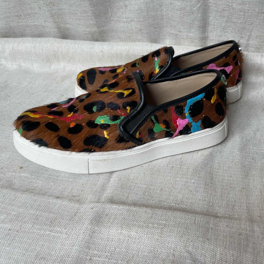 Steven Madden Leopard Calf Hair with Paint Splatter Flats size 5.5